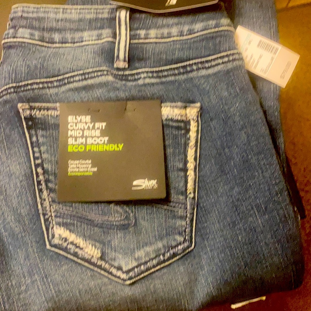 Elyse Curvy Fit mid rise slim boot eco friendly Silver jeans.  32x33